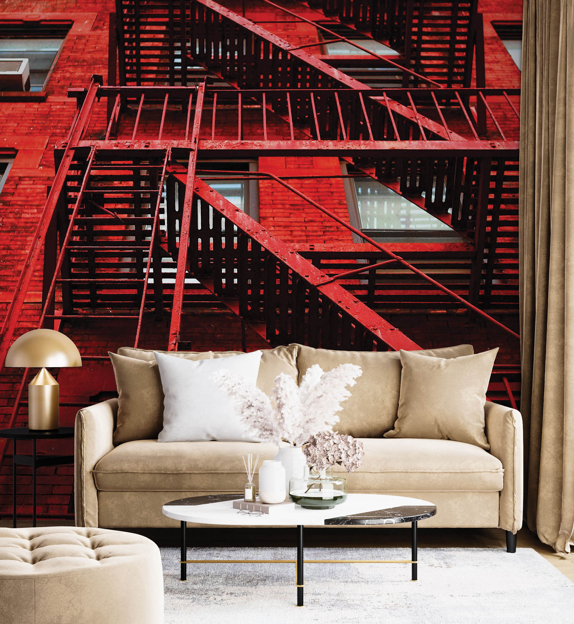 Red building with stairs - LW00296