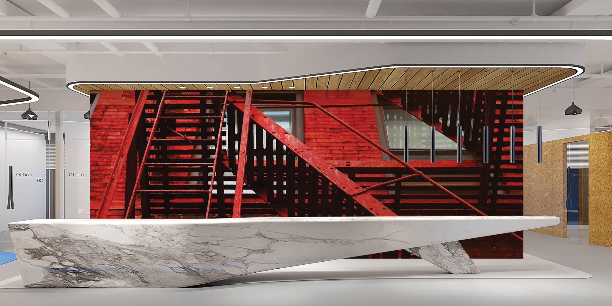 Red building with stairs - LW00296