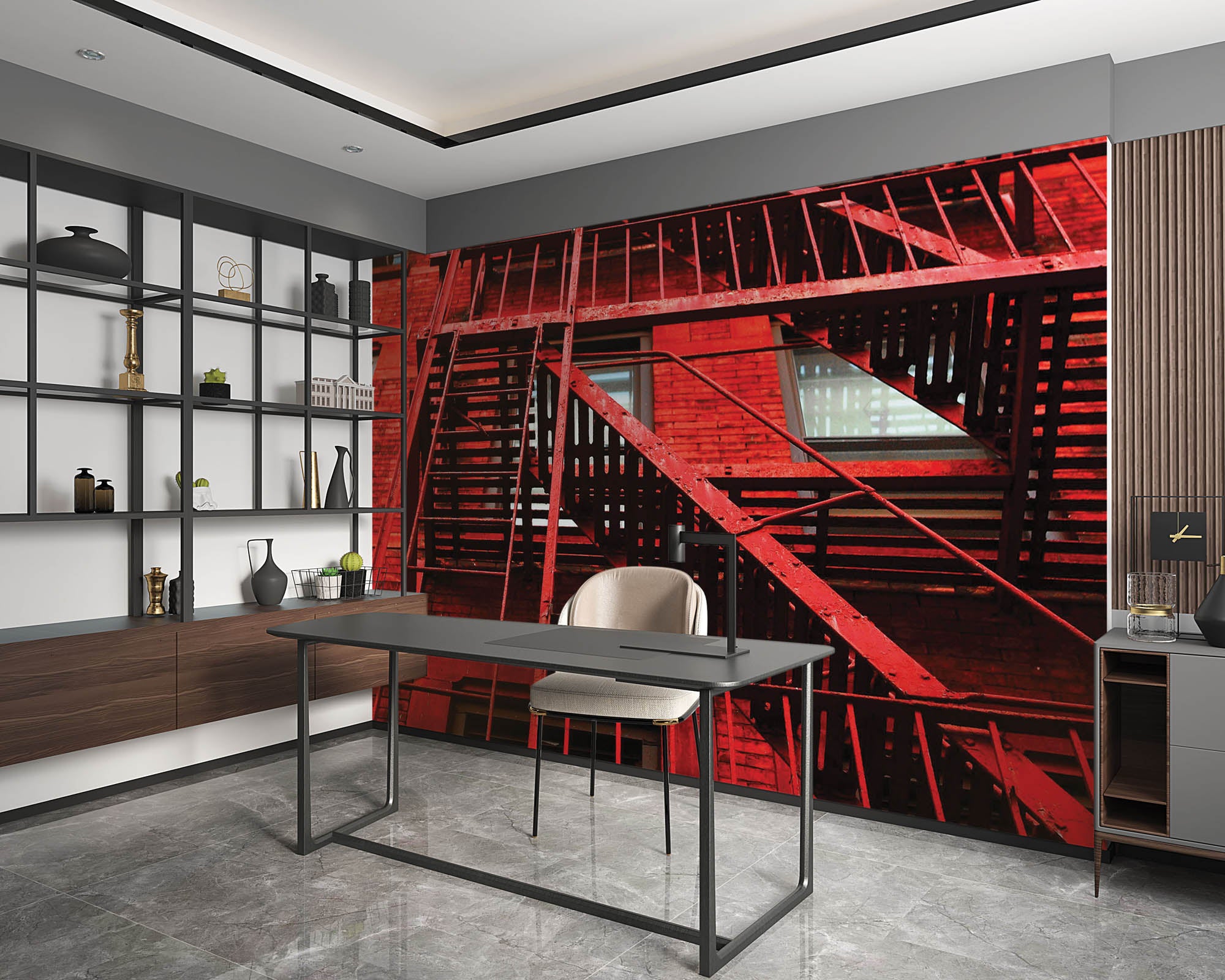 Red building with stairs - LW00296