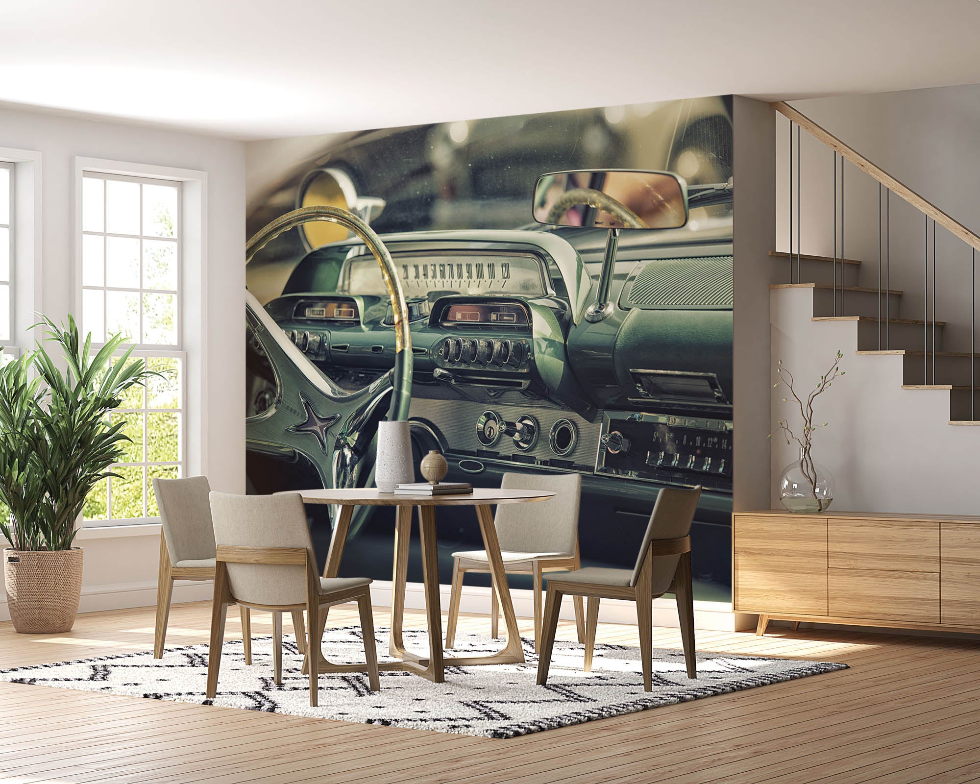 Interieur van vintage auto, dashboard - LW00416
