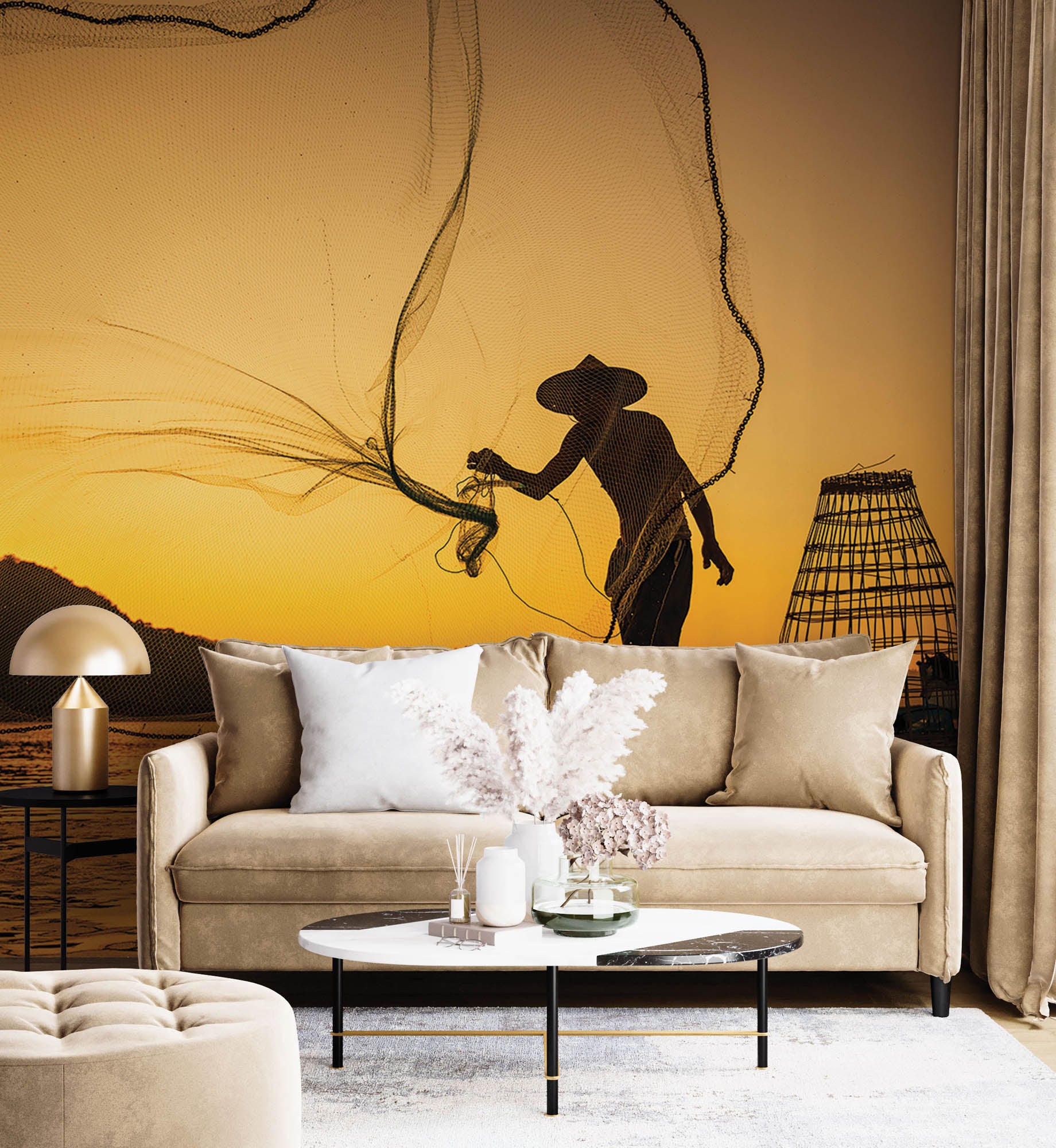 Aziatische visser werpt net - LW00060