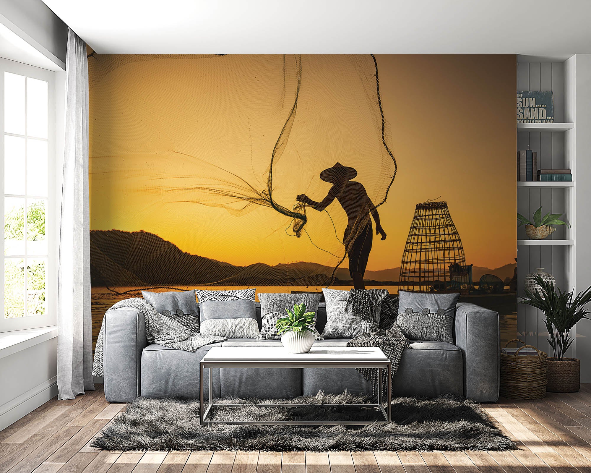 Aziatische visser werpt net - LW00060