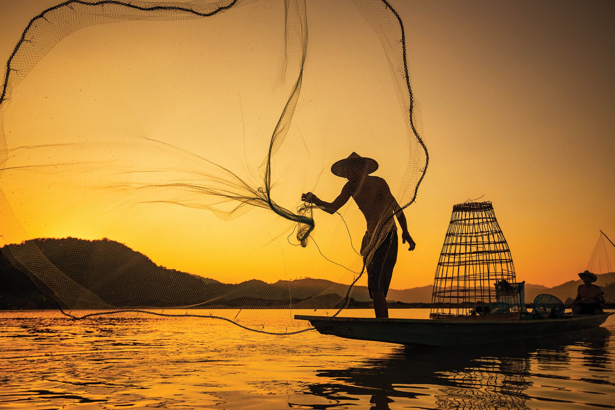 Aziatische visser werpt net - LW00060