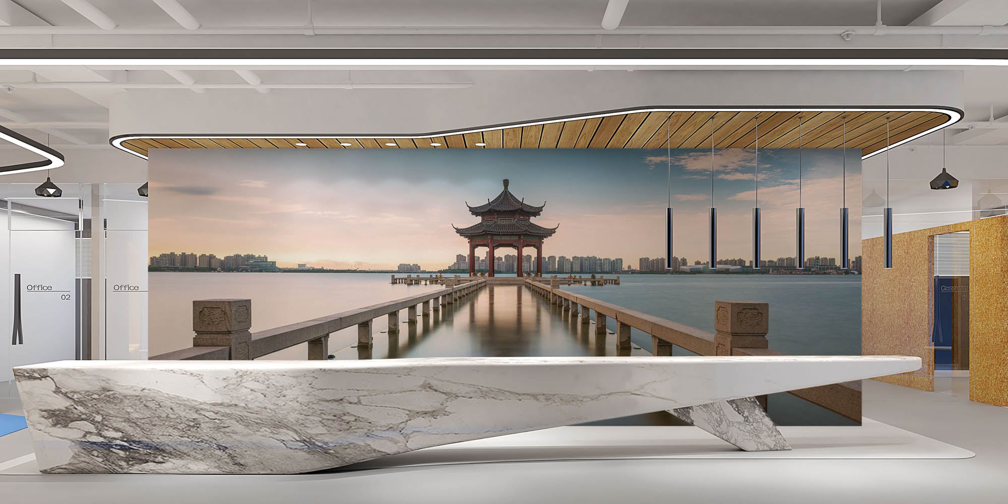 View of temple surrounded by water - LW00071