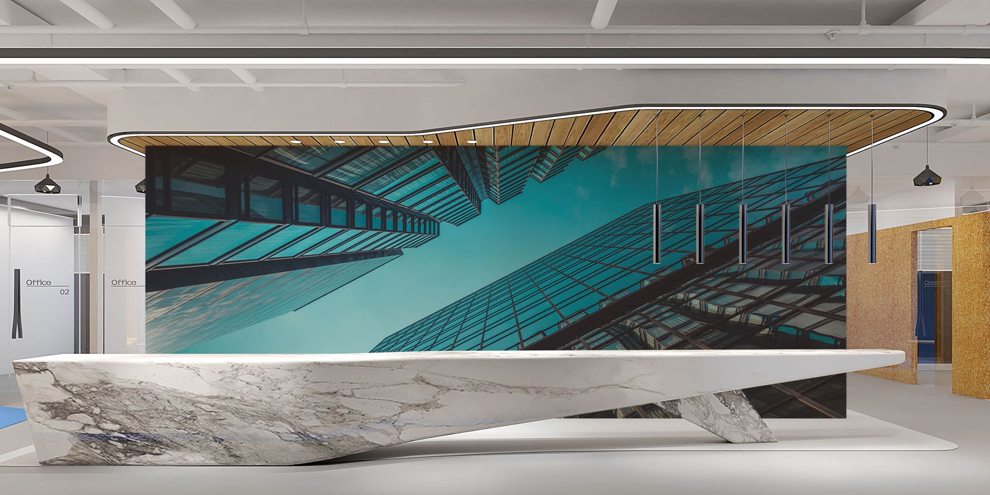 Bottom view of skyscrapers - LW00030