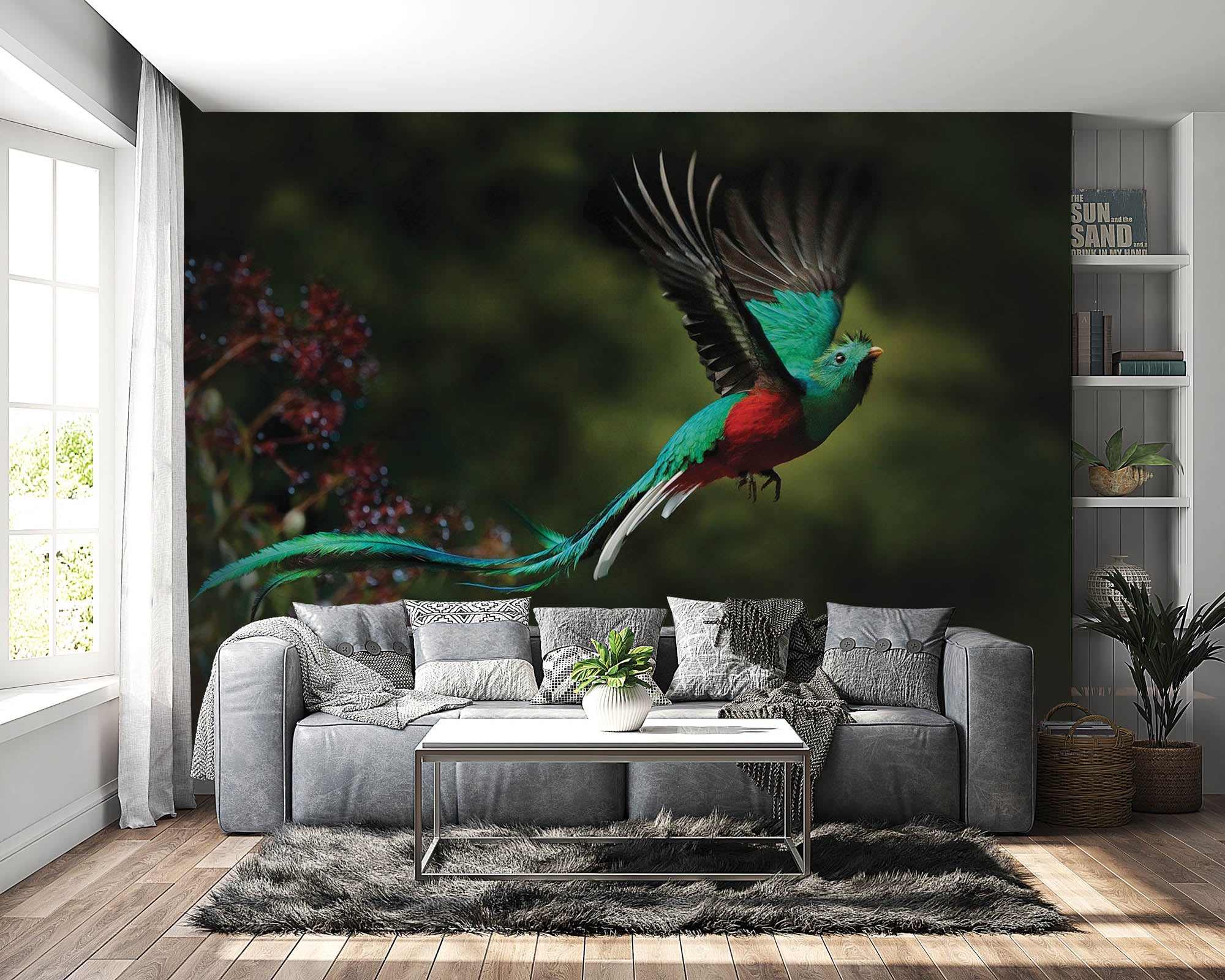 Flying bird in green-red - LW00178