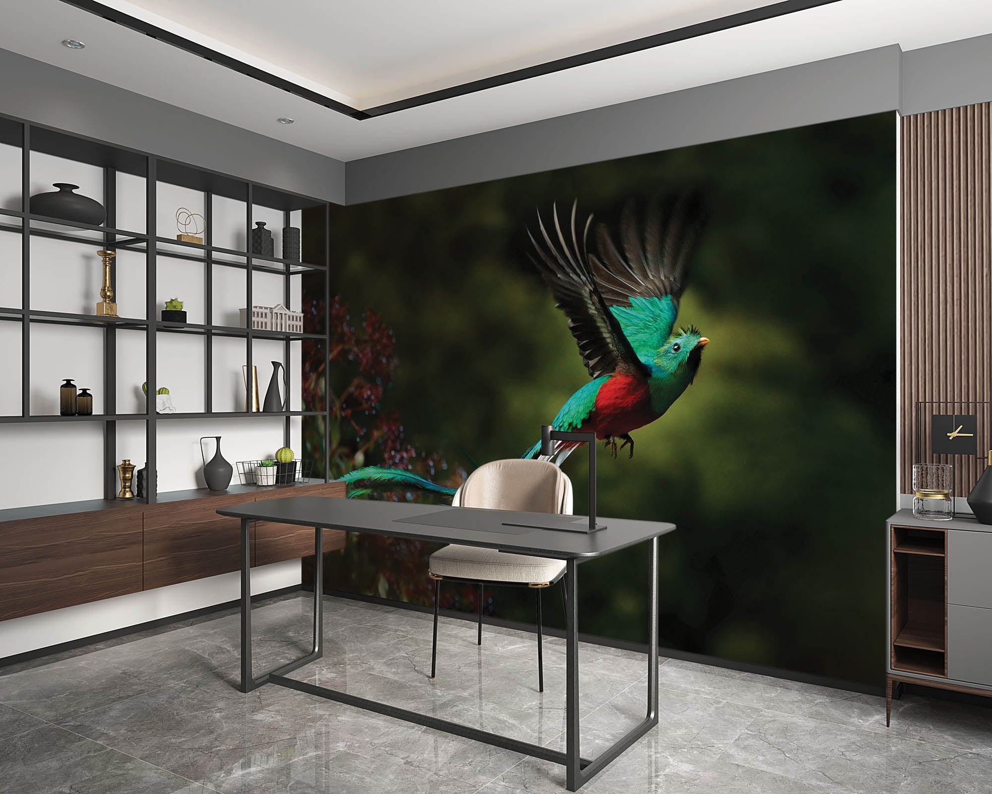 Flying bird in green-red - LW00178