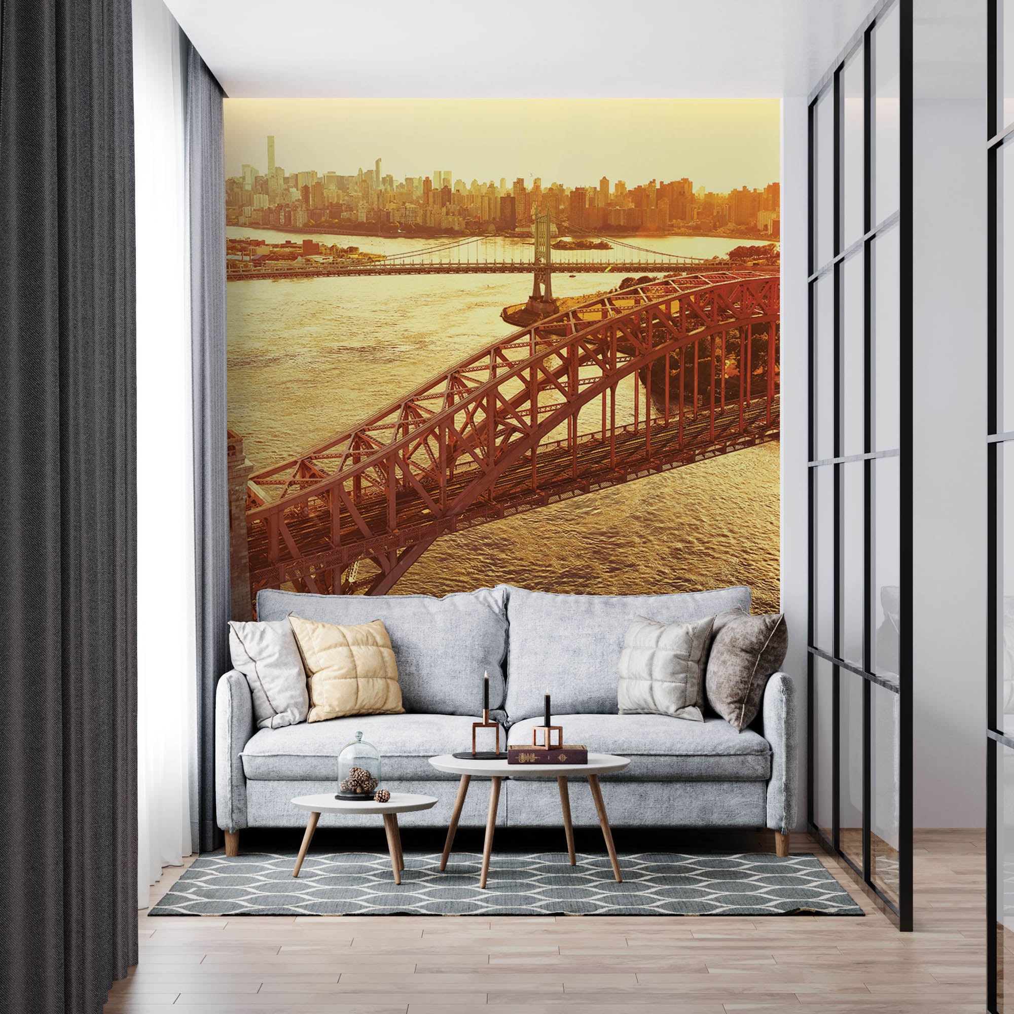 Aerial view Hell Gate bridge - LW00337