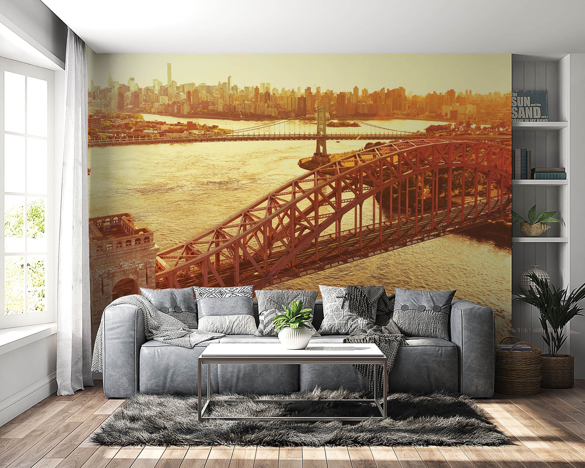 Aerial view Hell Gate bridge - LW00337