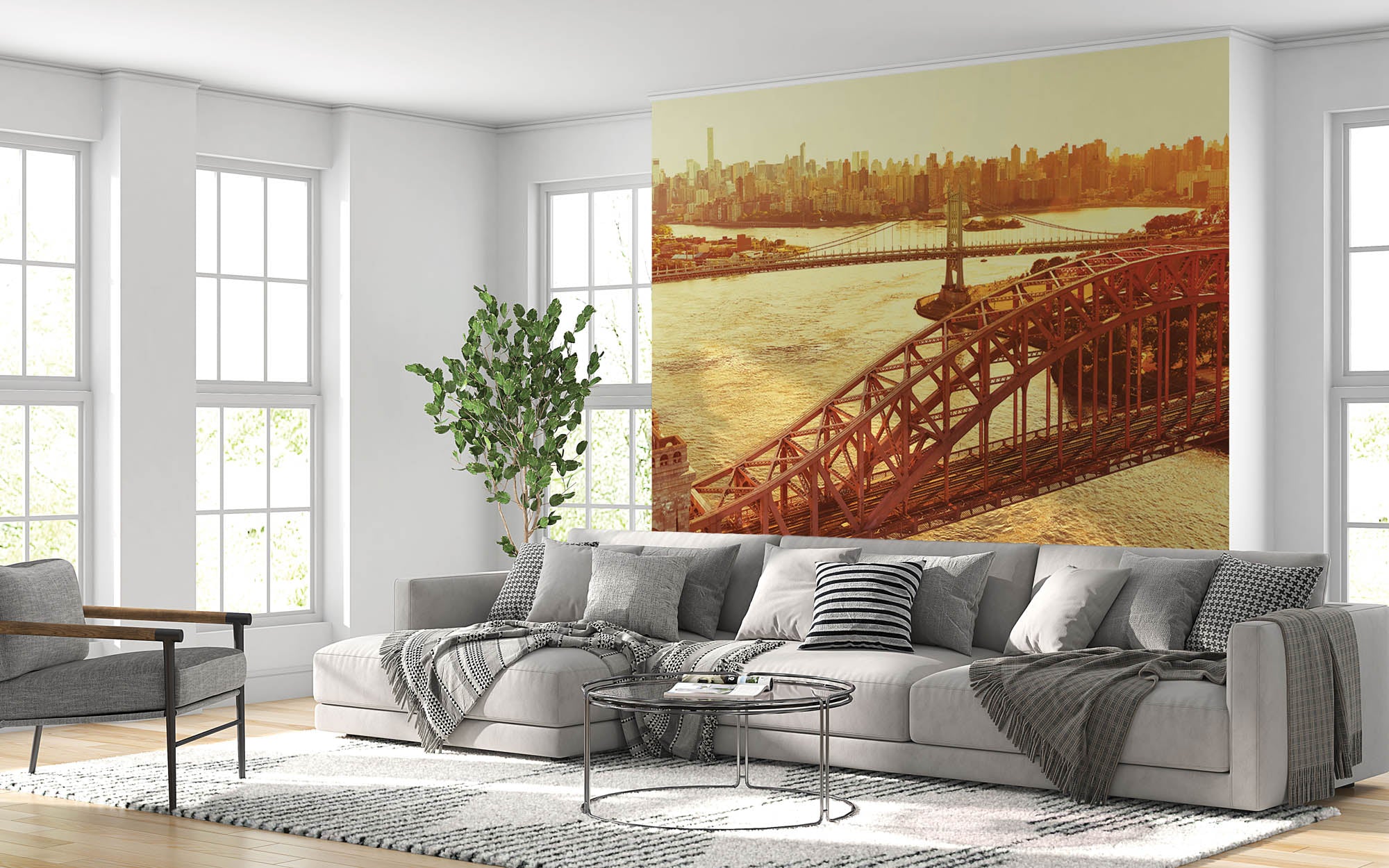 Aerial view Hell Gate bridge - LW00337