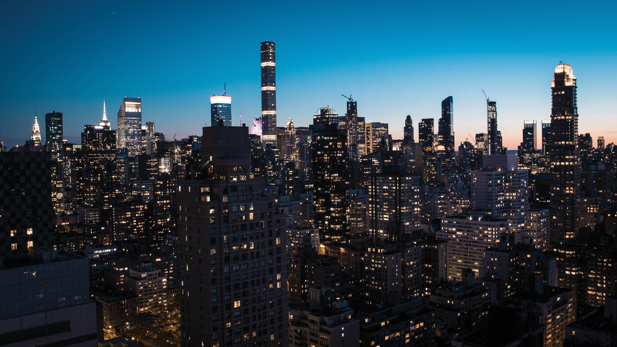 Skyscrapers illuminated at sunset New York - LW00342