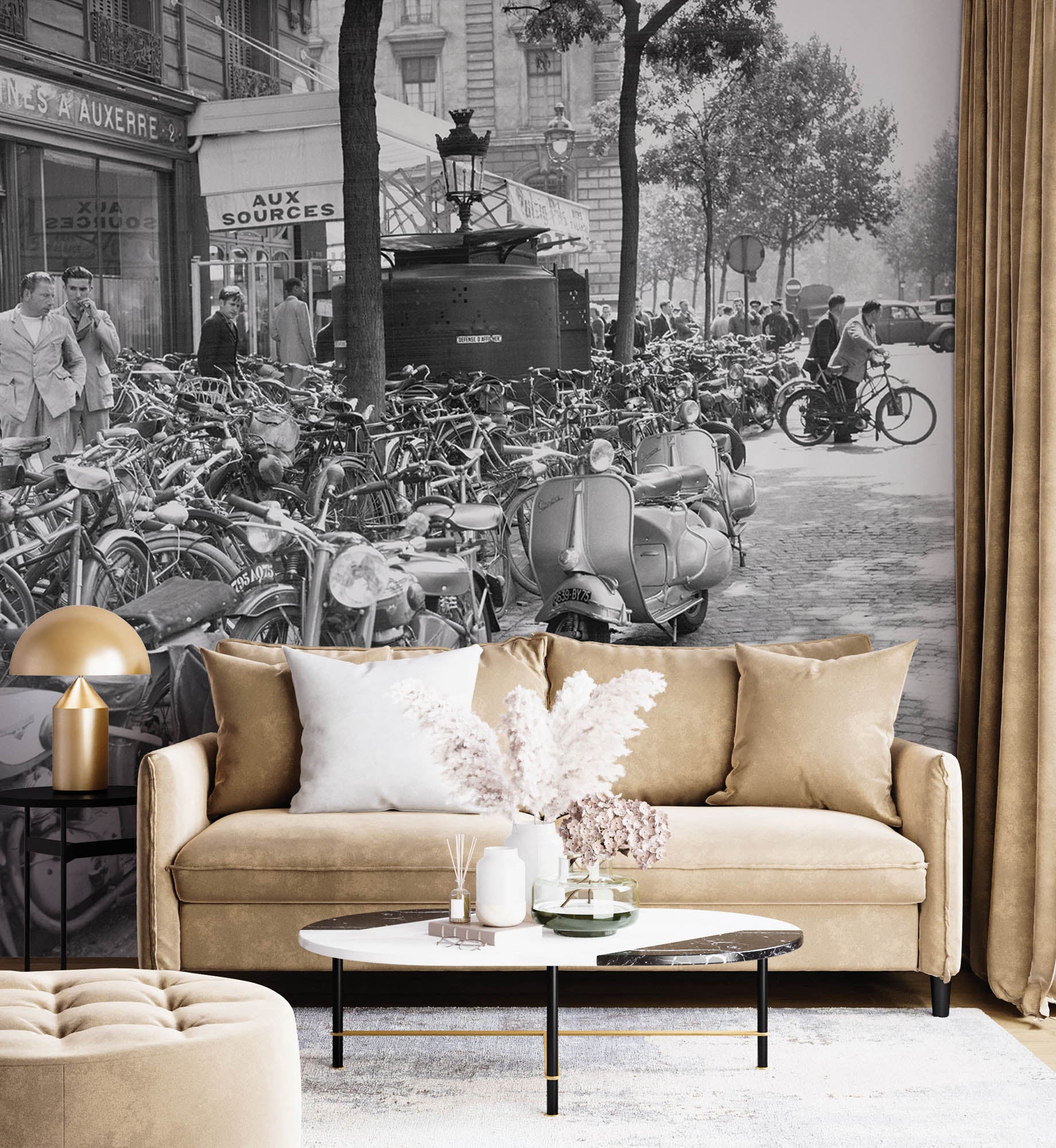 Old black and white photo of Paris street - LW00349