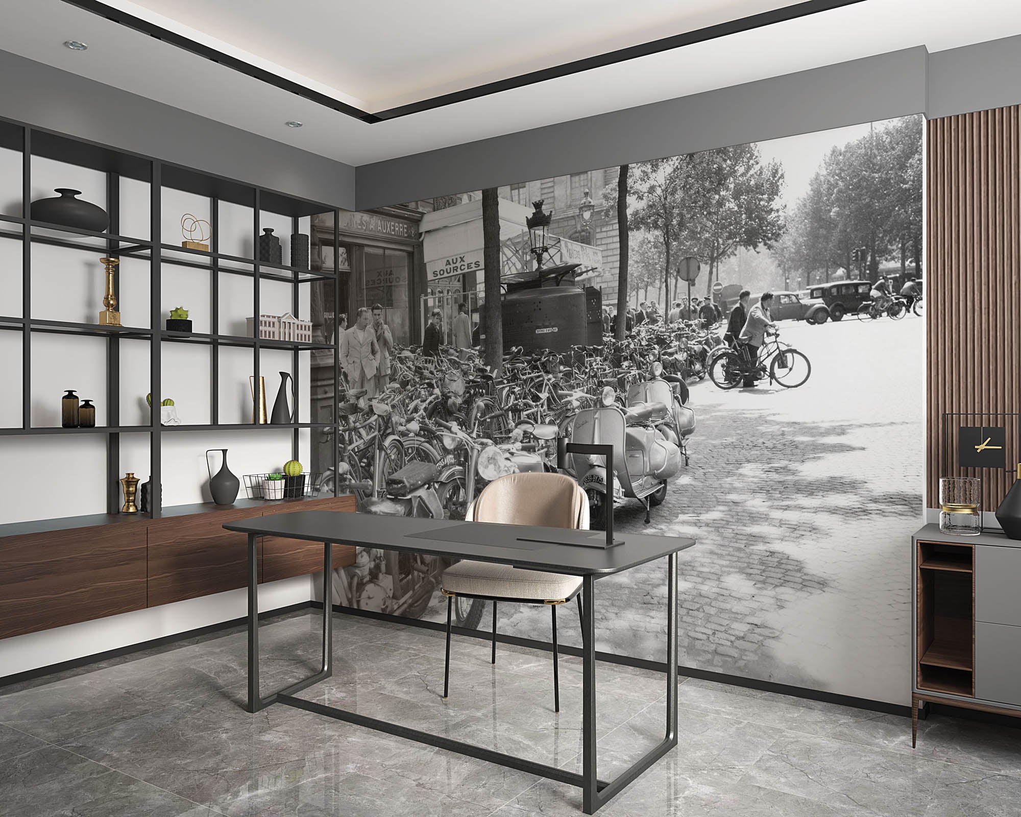 Old black and white photo of Paris street - LW00349