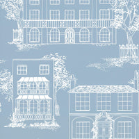 Little Green 50S Line Wallpapers Hampstead James Blue