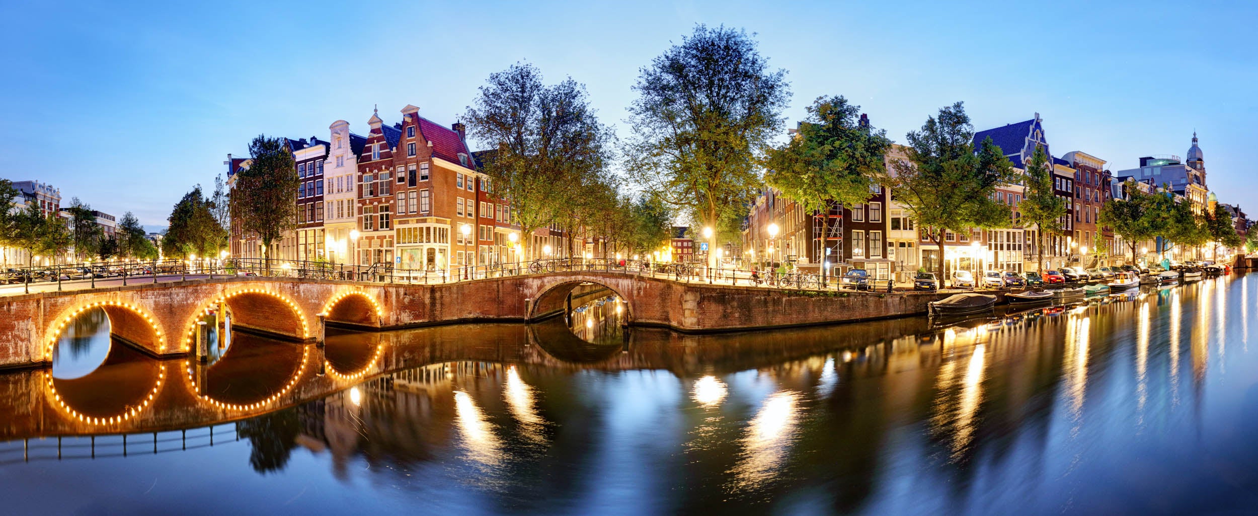 Amsterdamse Gracht bij Nacht - LW00735 Fotobehang