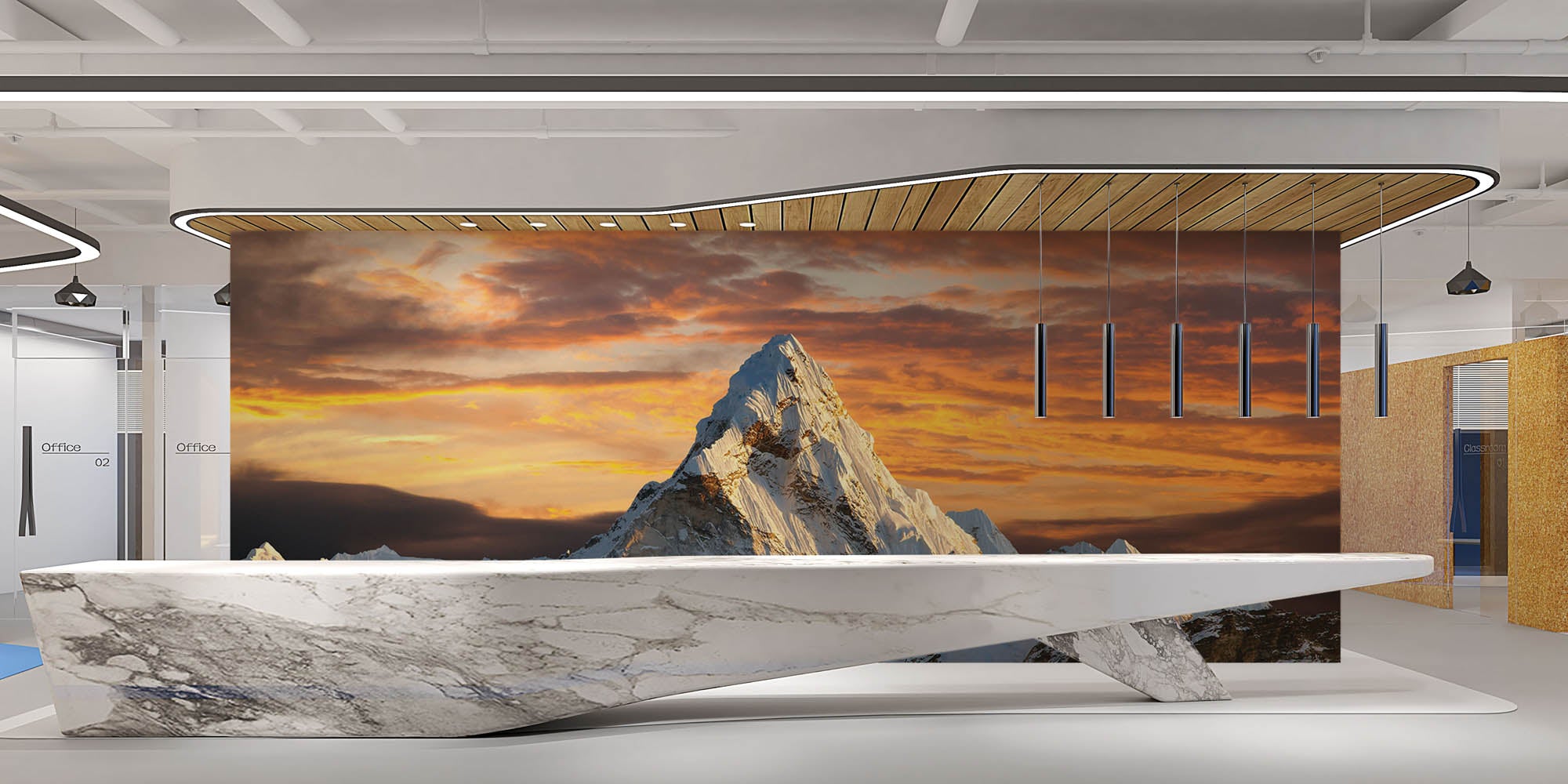 Berg de Ama Dablam in avondlicht - LW00124 Fotobehang