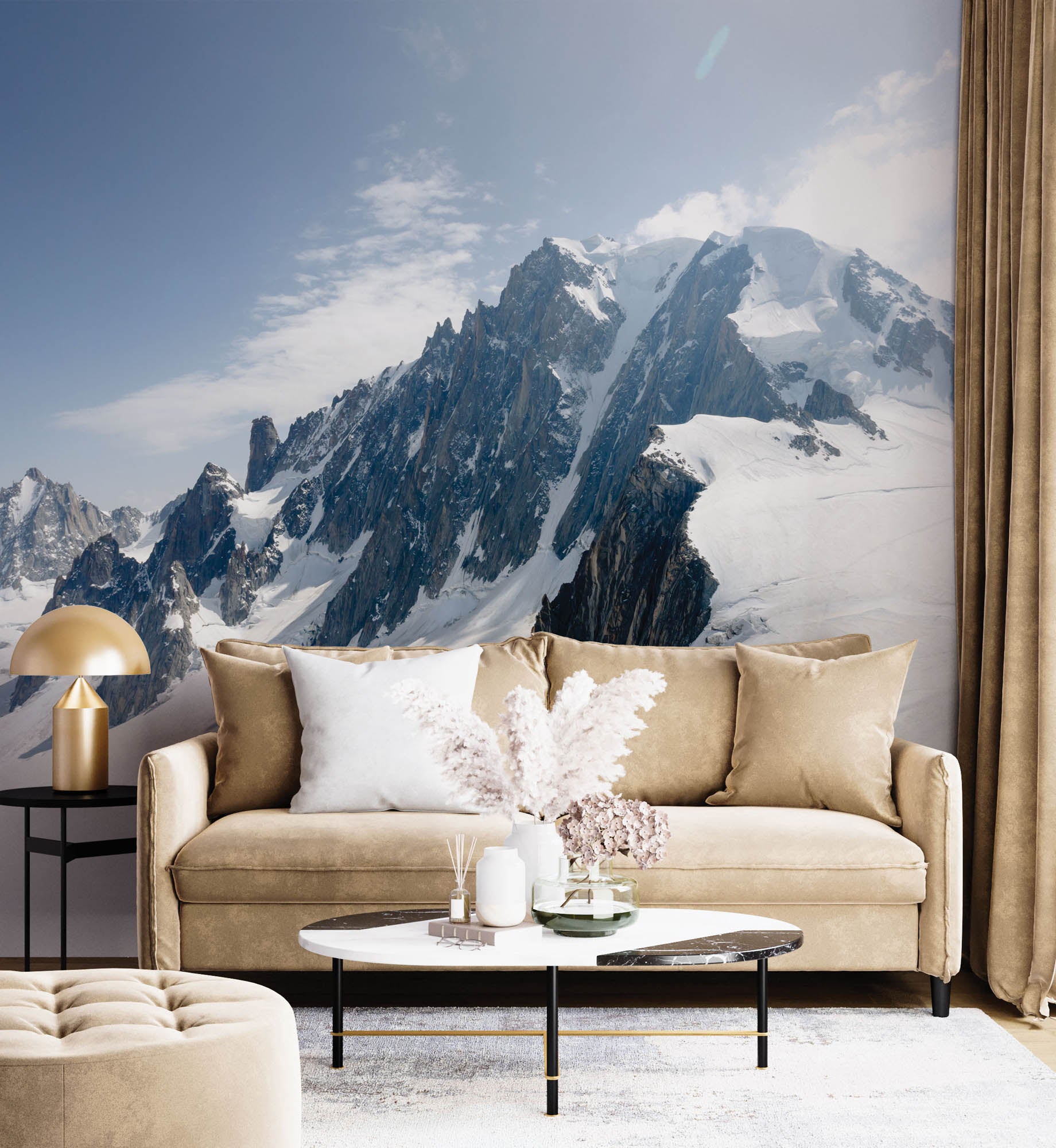 Bergformatie in de sneeuw - LW00128 Fotobehang