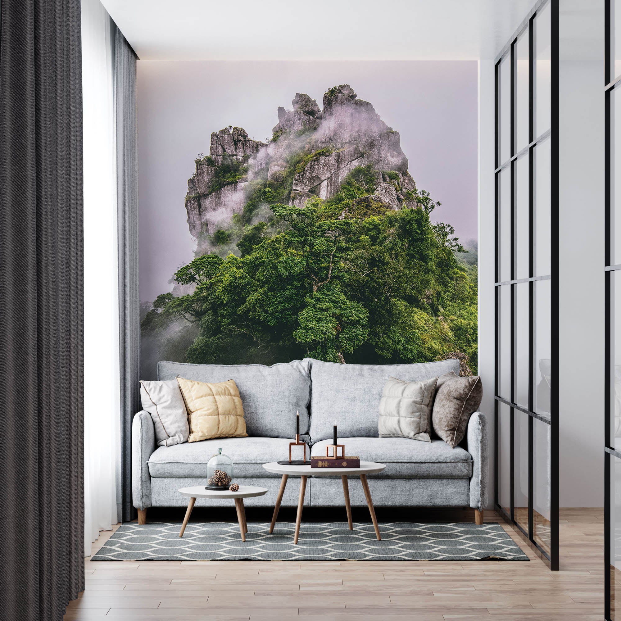 Bergtop in mist en wolken - LW00140 Fotobehang