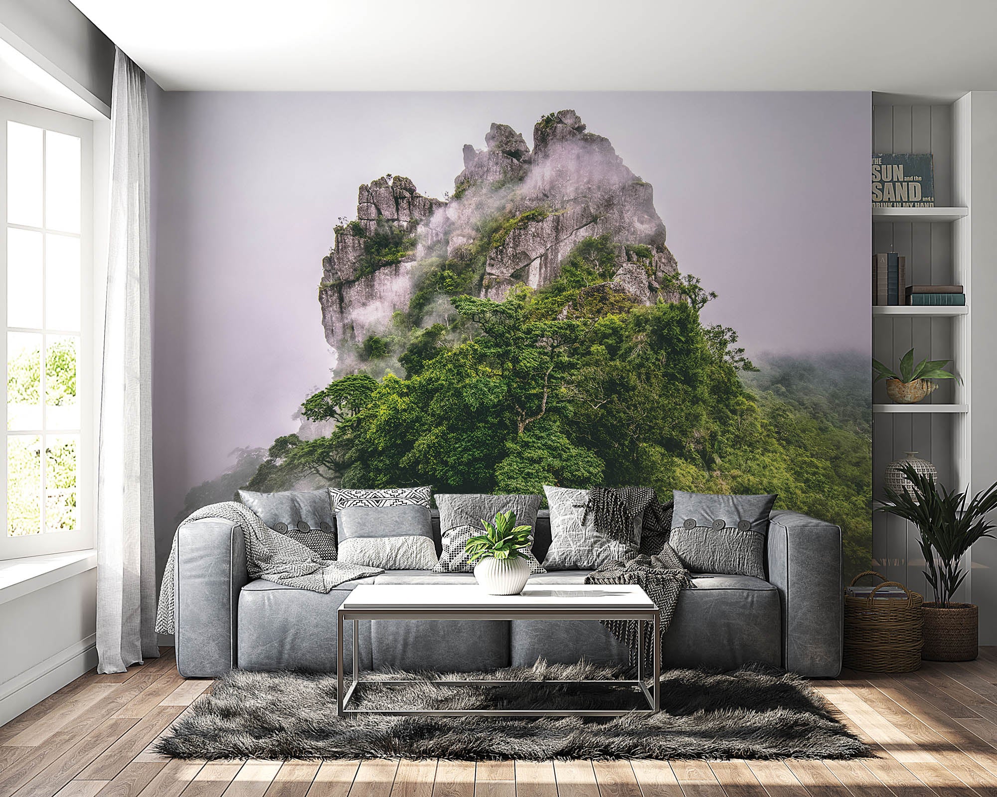 Bergtop in mist en wolken - LW00140 Fotobehang