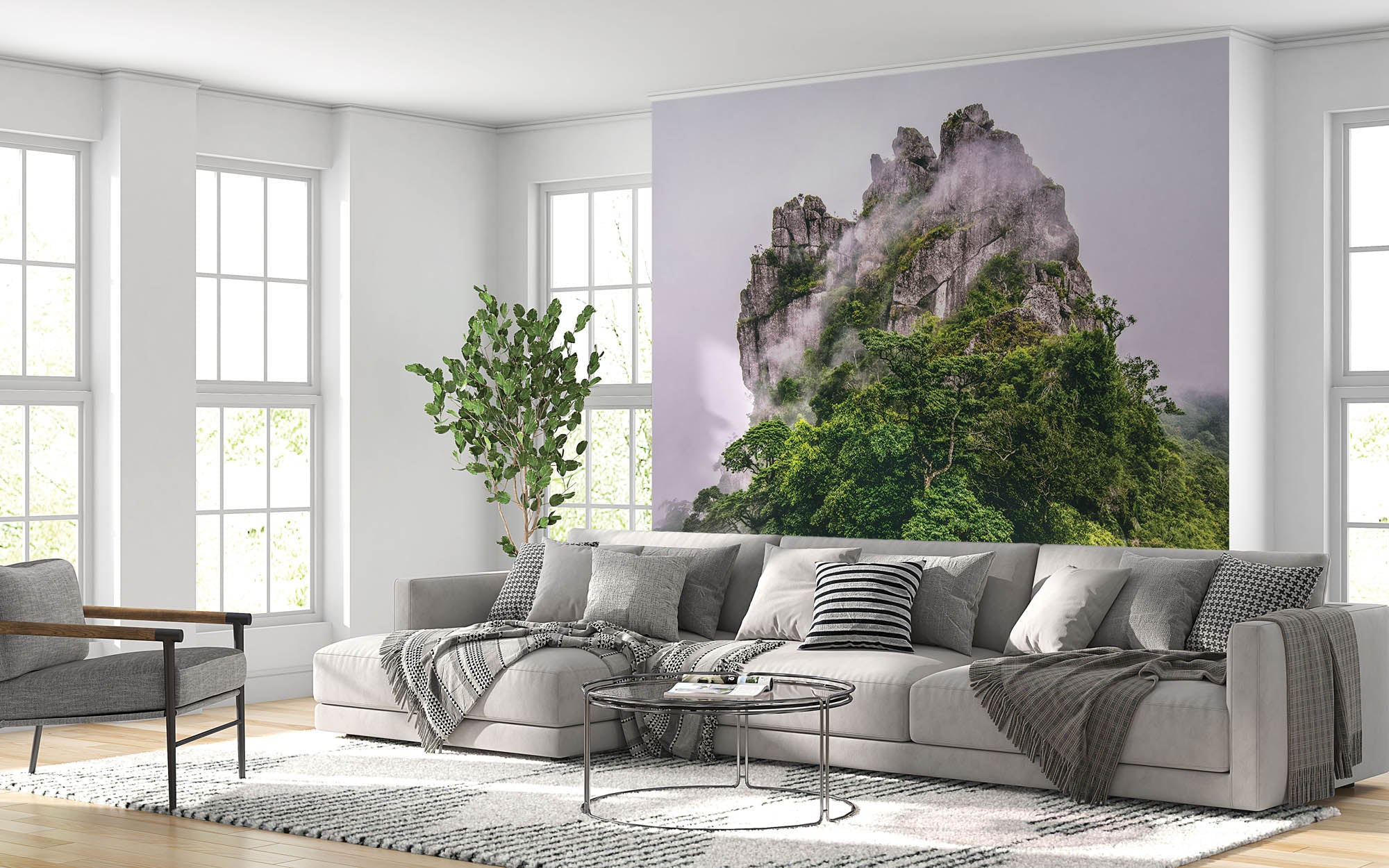 Bergtop in mist en wolken - LW00140 Fotobehang