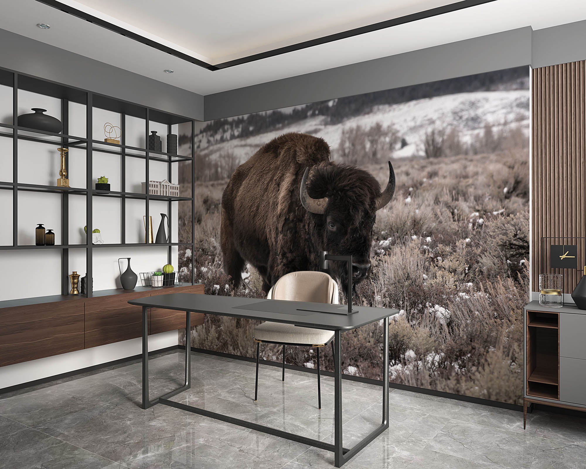 Bizon in weide - LW00162 Fotobehang