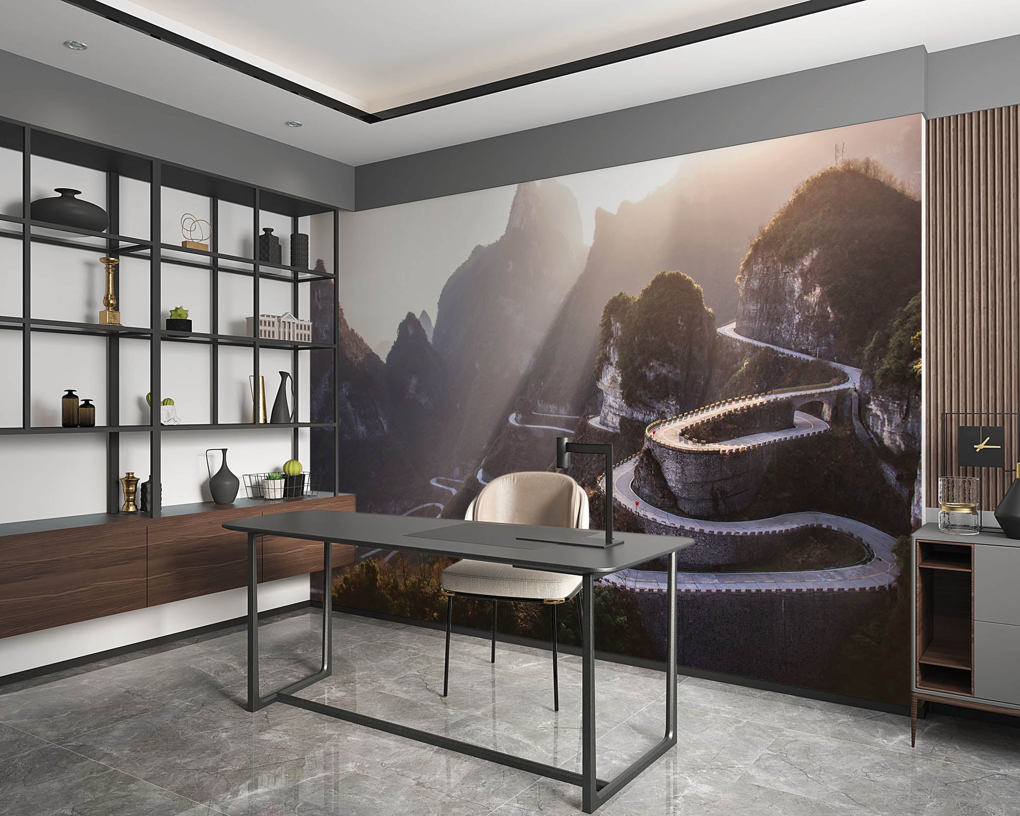 Bochtige weg op berg- LW00065 Fotobehang