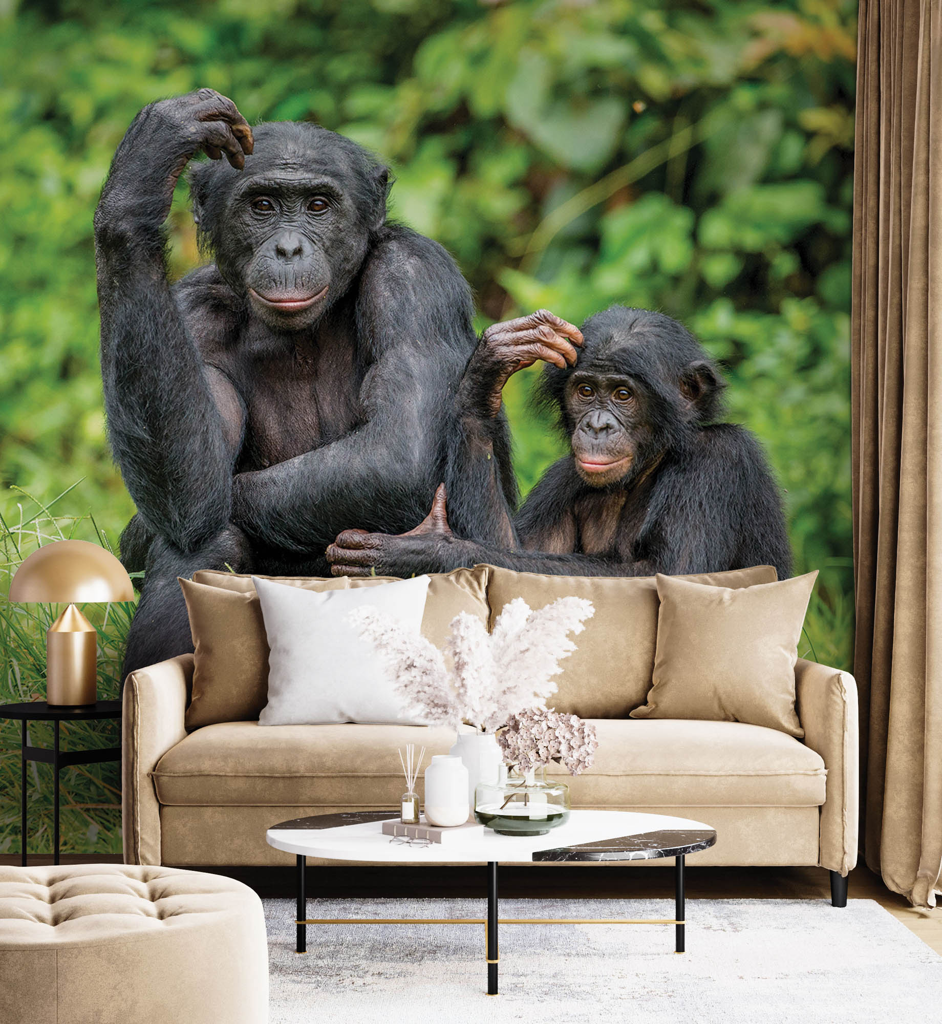 Bonobo aap met jong - LW00196 Fotobehang