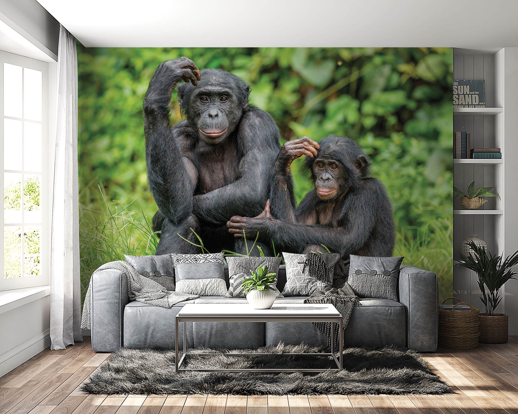 Bonobo aap met jong - LW00196 Fotobehang
