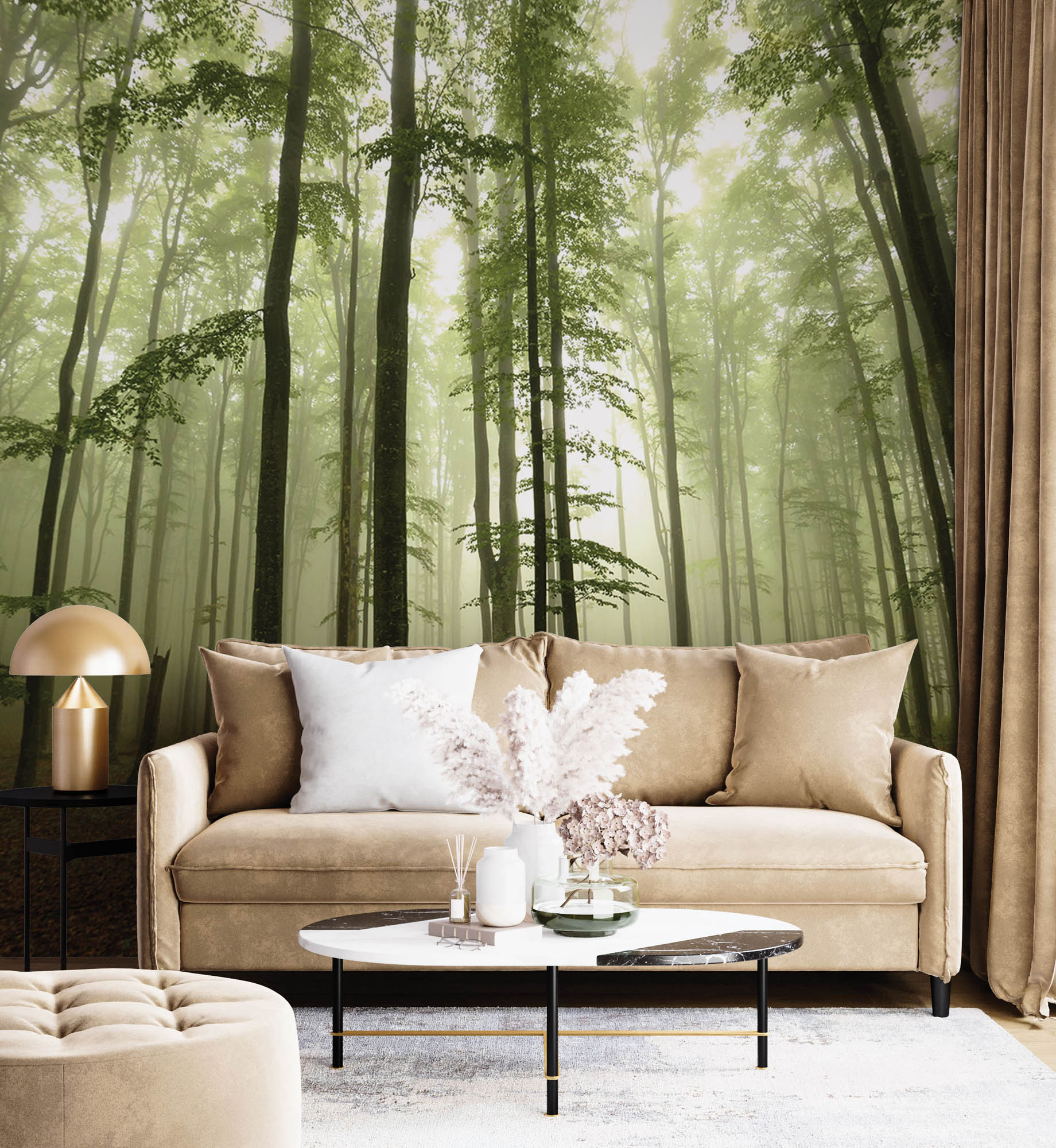 Bos in de mist - LW00264 Fotobehang