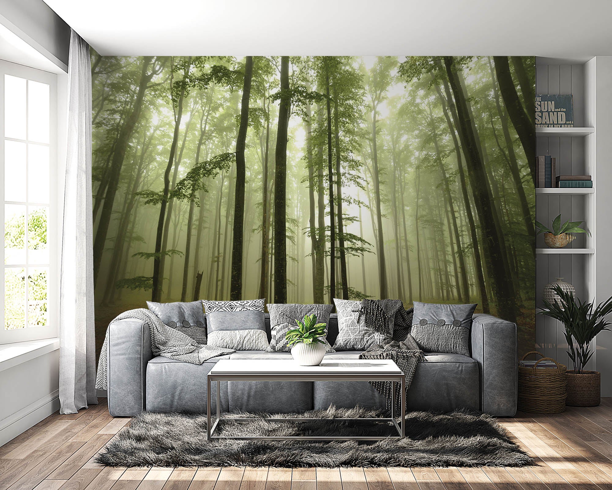 Bos in de mist - LW00264 Fotobehang