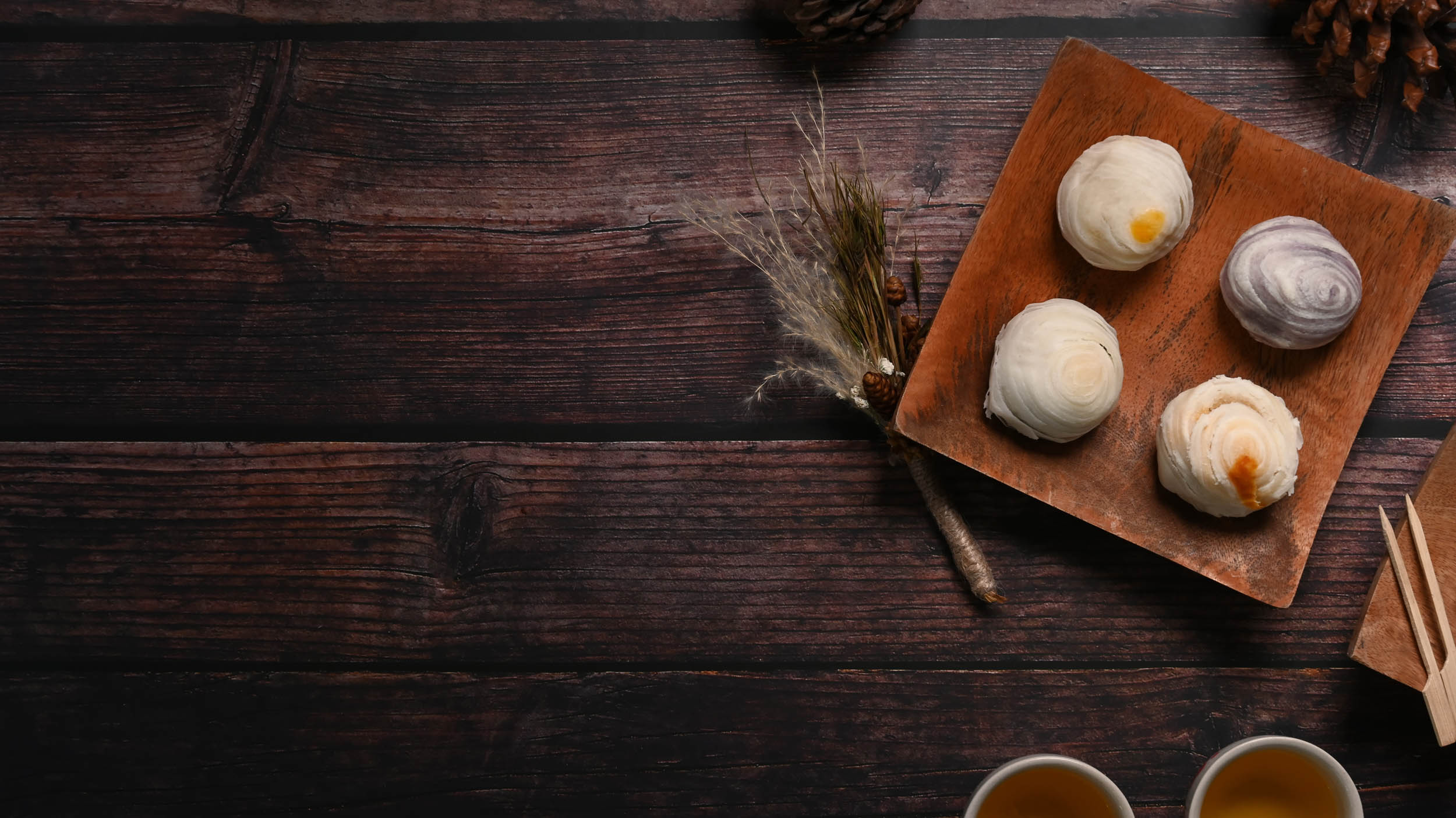 Bovenaanzicht van Chinese Gebakjes - LW00916 Fotobehang