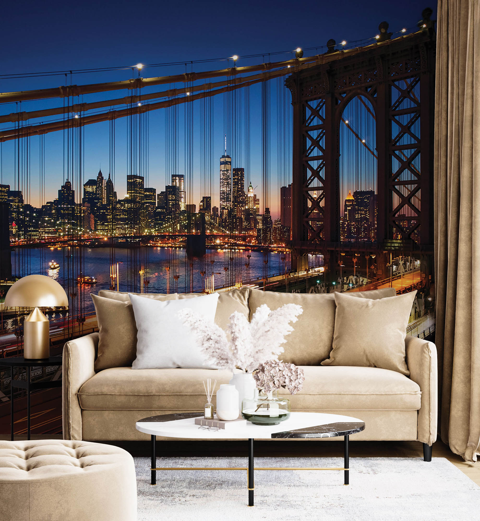 Brooklyn brug bij zonsondergang - LW00317 Fotobehang