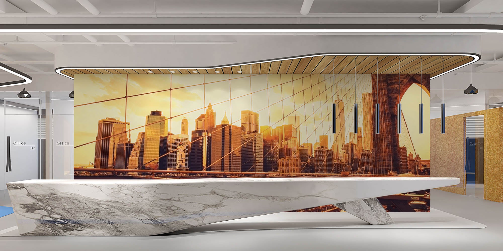 Brooklyn brug en skyline Manhattan - LW00319 Fotobehang