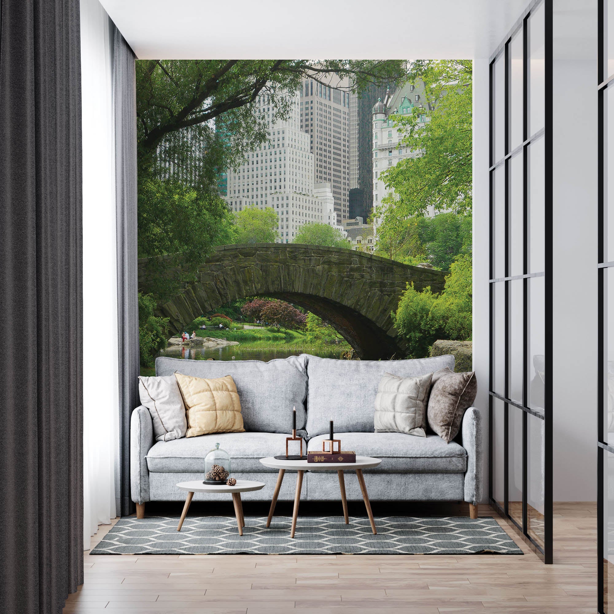 Brug in groen park - LW00323 Fotobehang