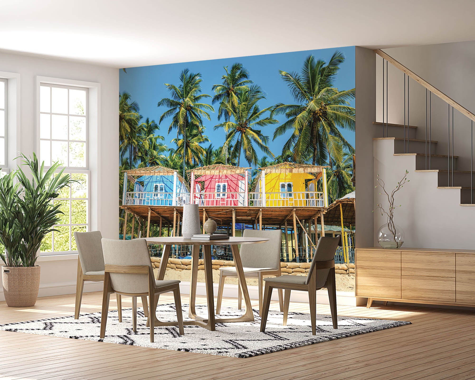 Bungalows strand India - LW00434 Fotobehang