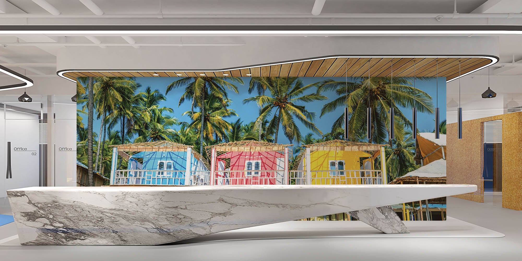 Bungalows strand India - LW00434 Fotobehang