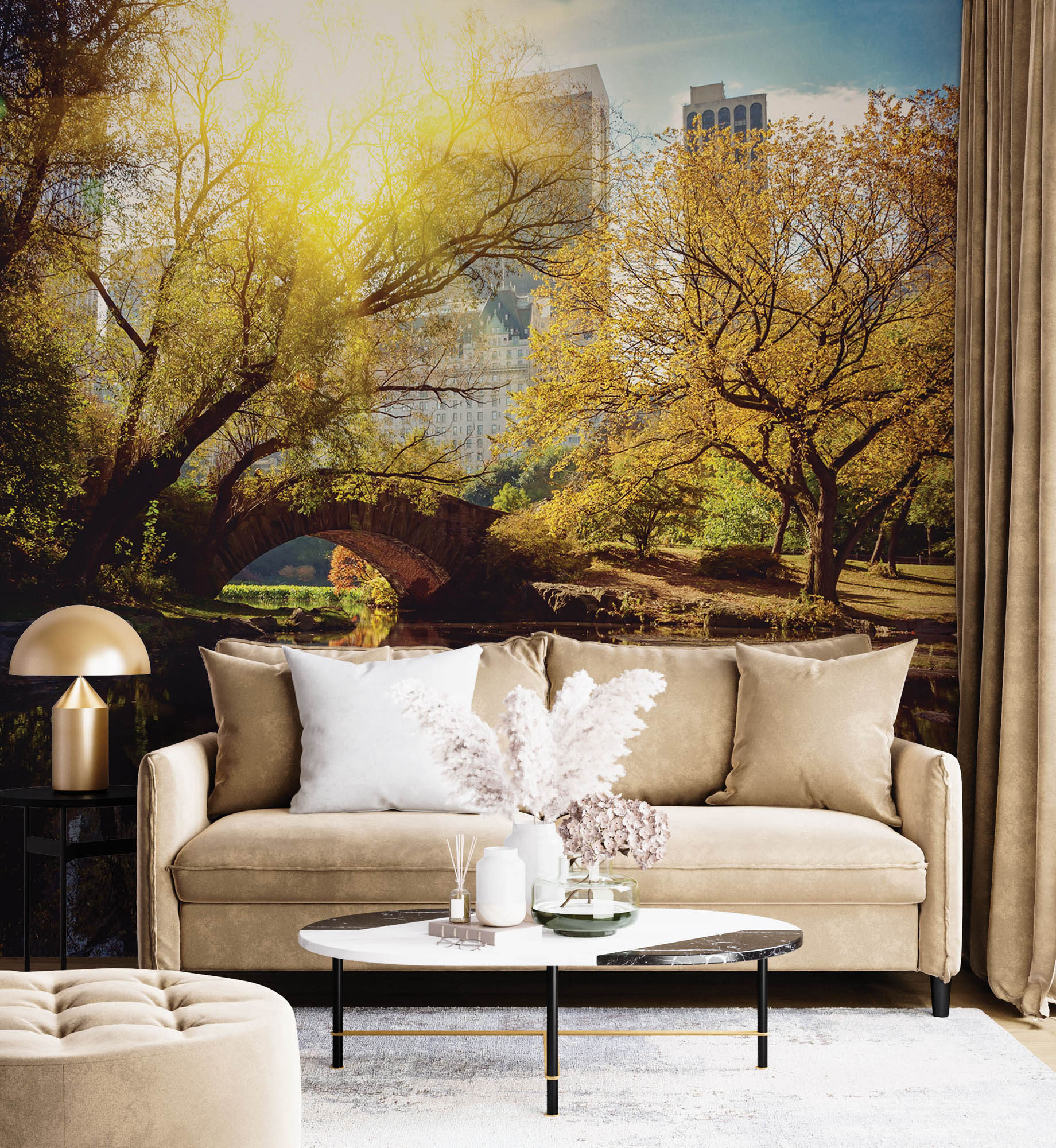 Central Park met brug - LW00306 Fotobehang