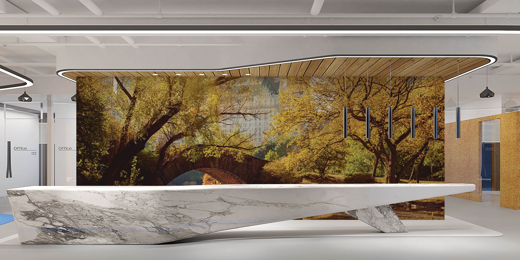 Central Park met brug - LW00306 Fotobehang