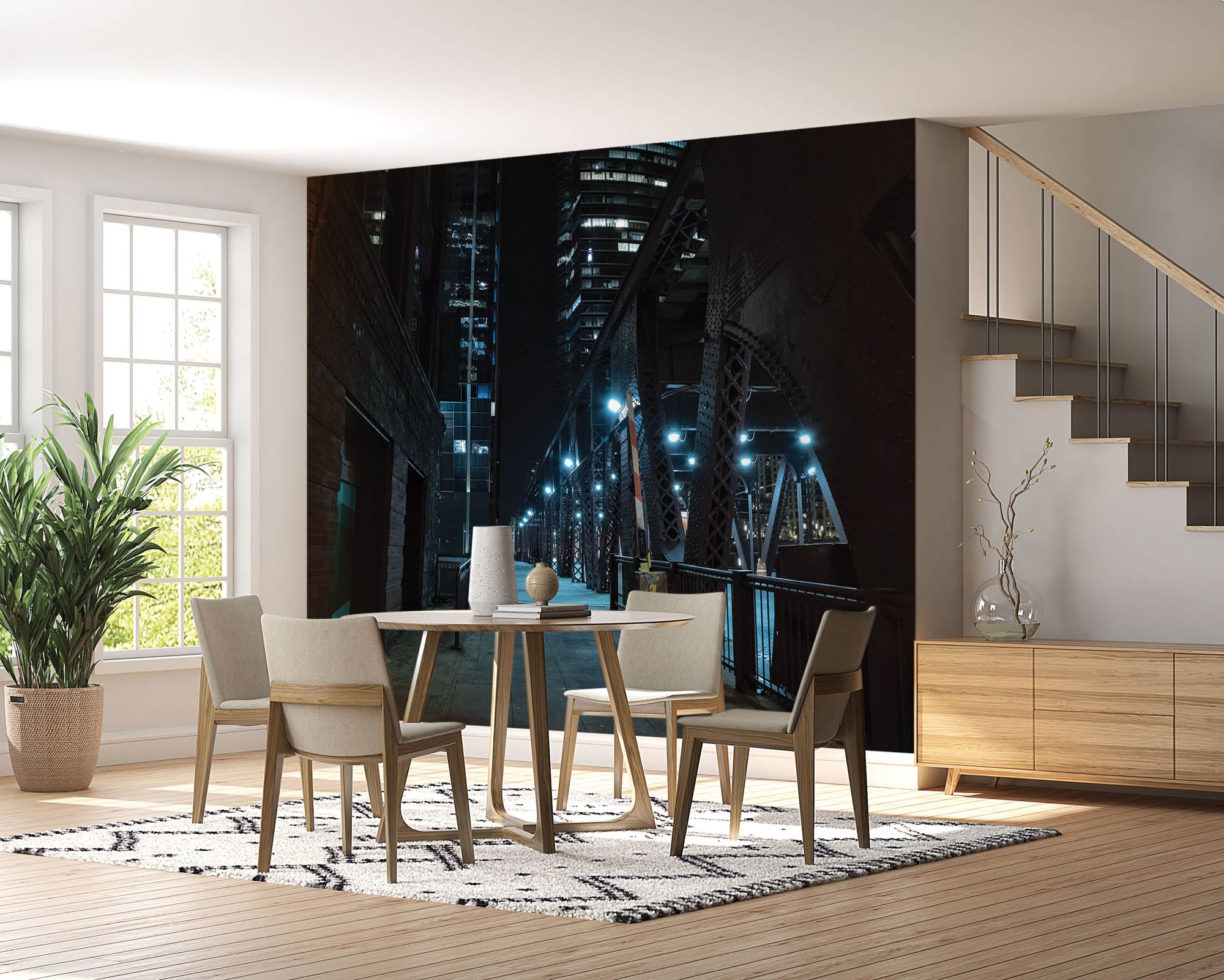 Chicago stad in de nacht - LW00386 Fotobehang