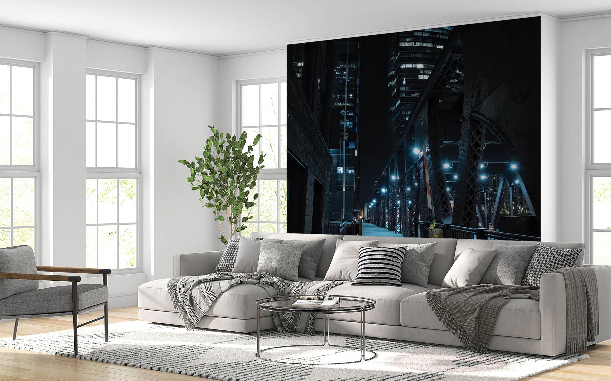 Chicago stad in de nacht - LW00386 Fotobehang