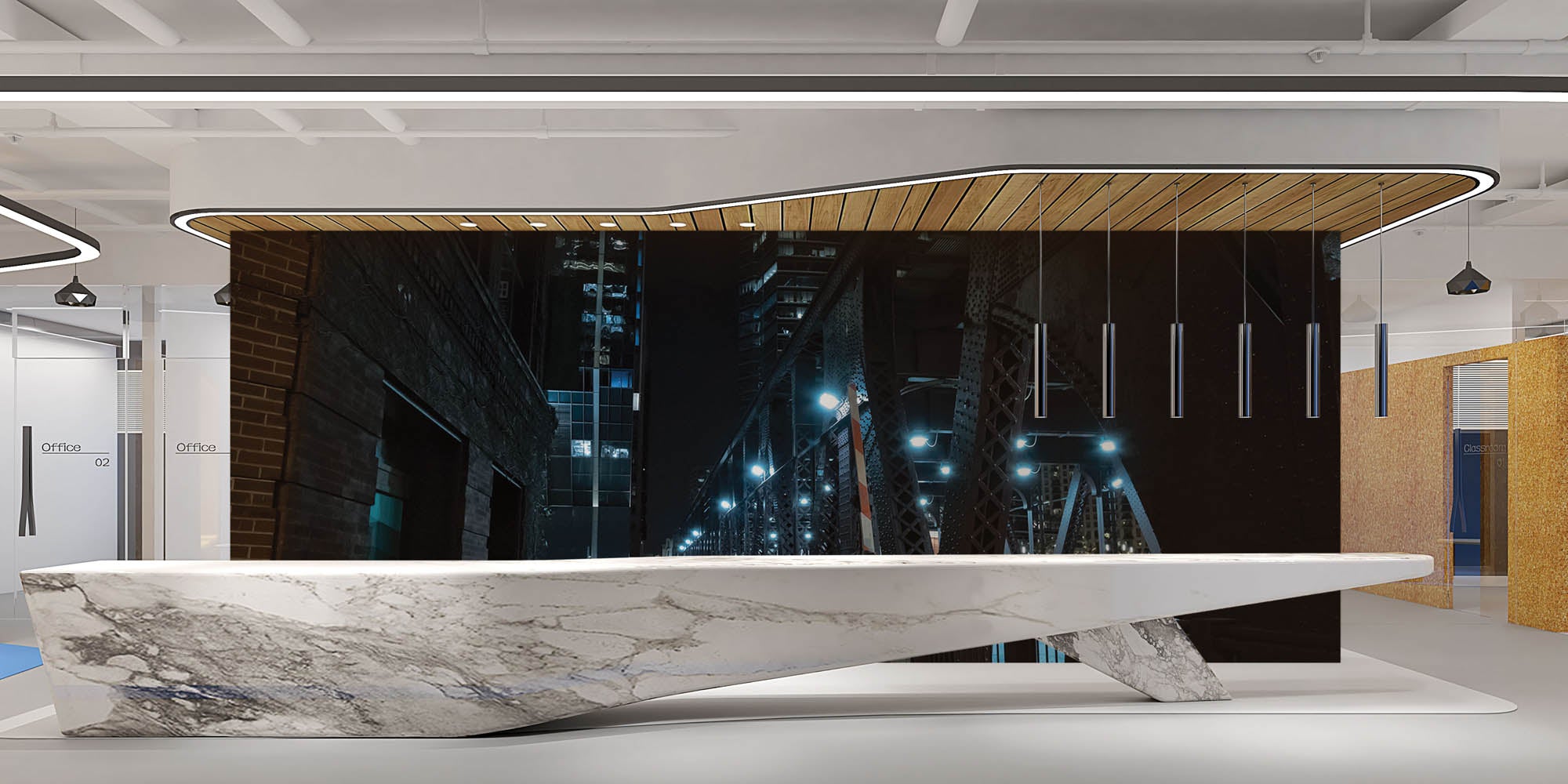 Chicago stad in de nacht - LW00386 Fotobehang