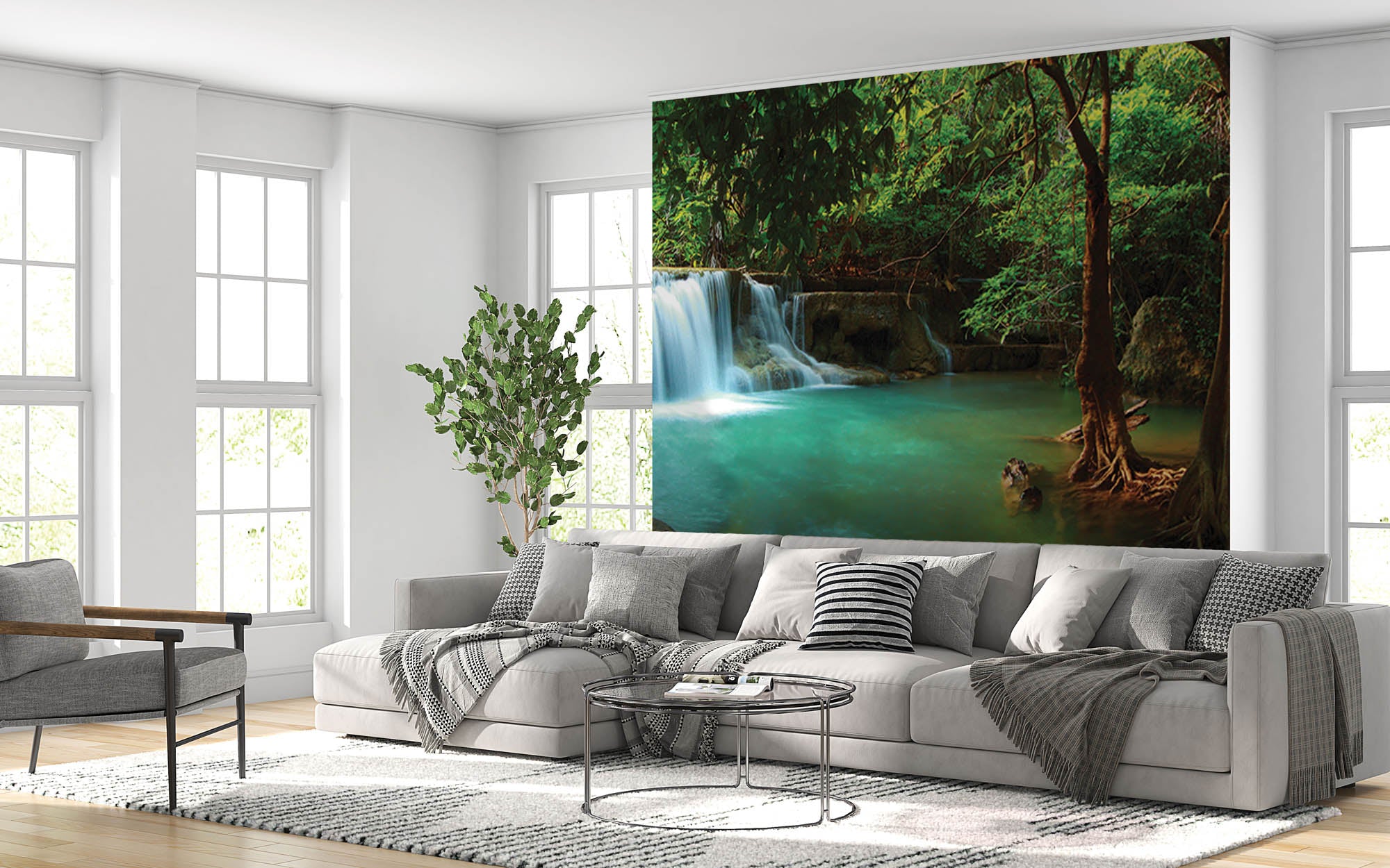 De Huay mae Kamin waterval - LW00254 Fotobehang