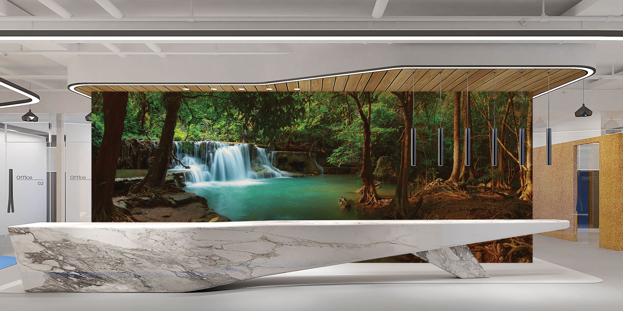 De Huay mae Kamin waterval - LW00254 Fotobehang