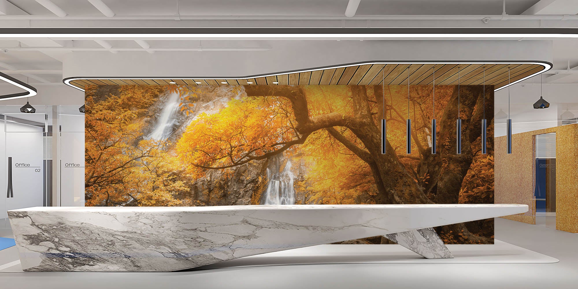 De Klong Lan waterval in de herfst - LW00258 Fotobehang