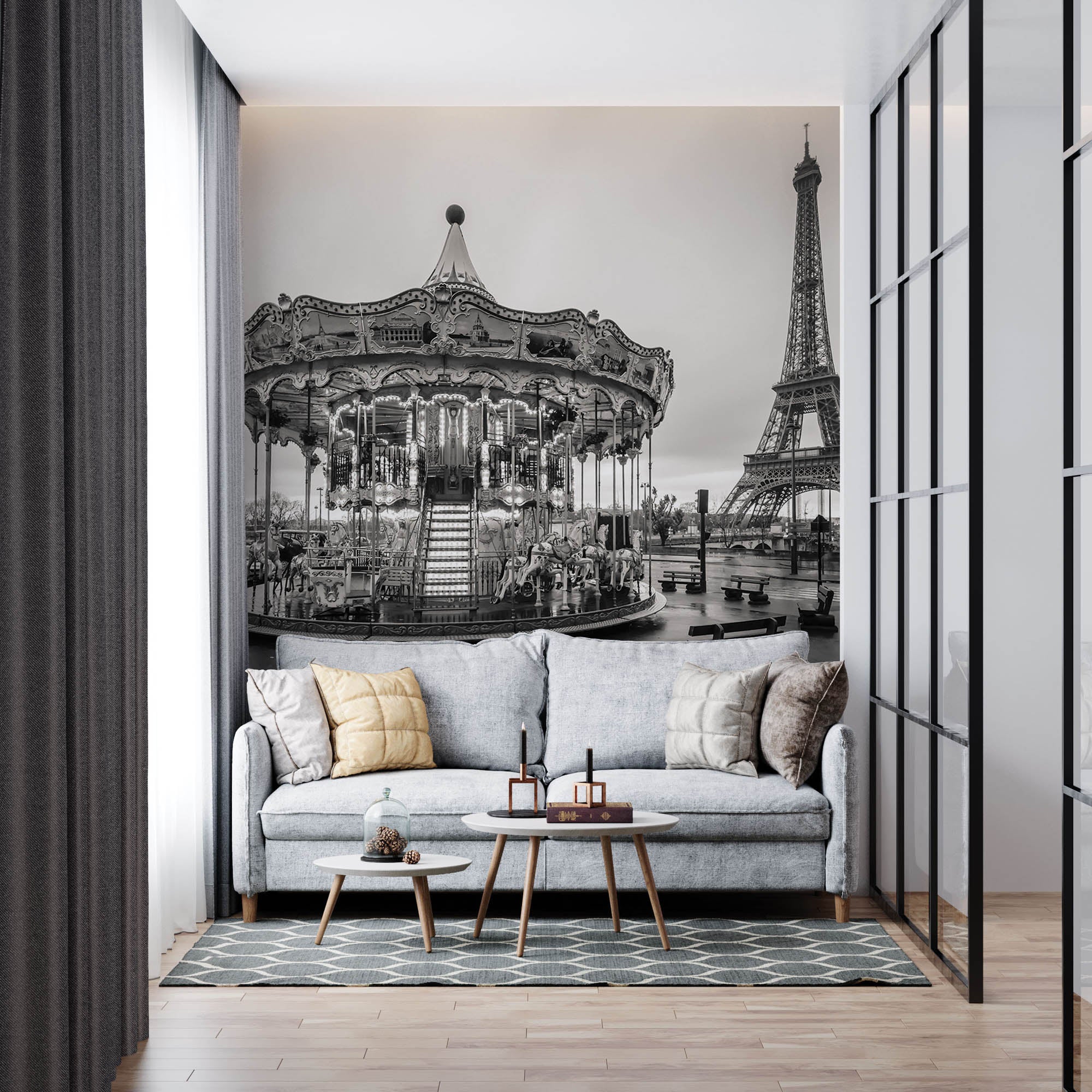 Draaimolen en Eiffeltoren - LW00358 Fotobehang