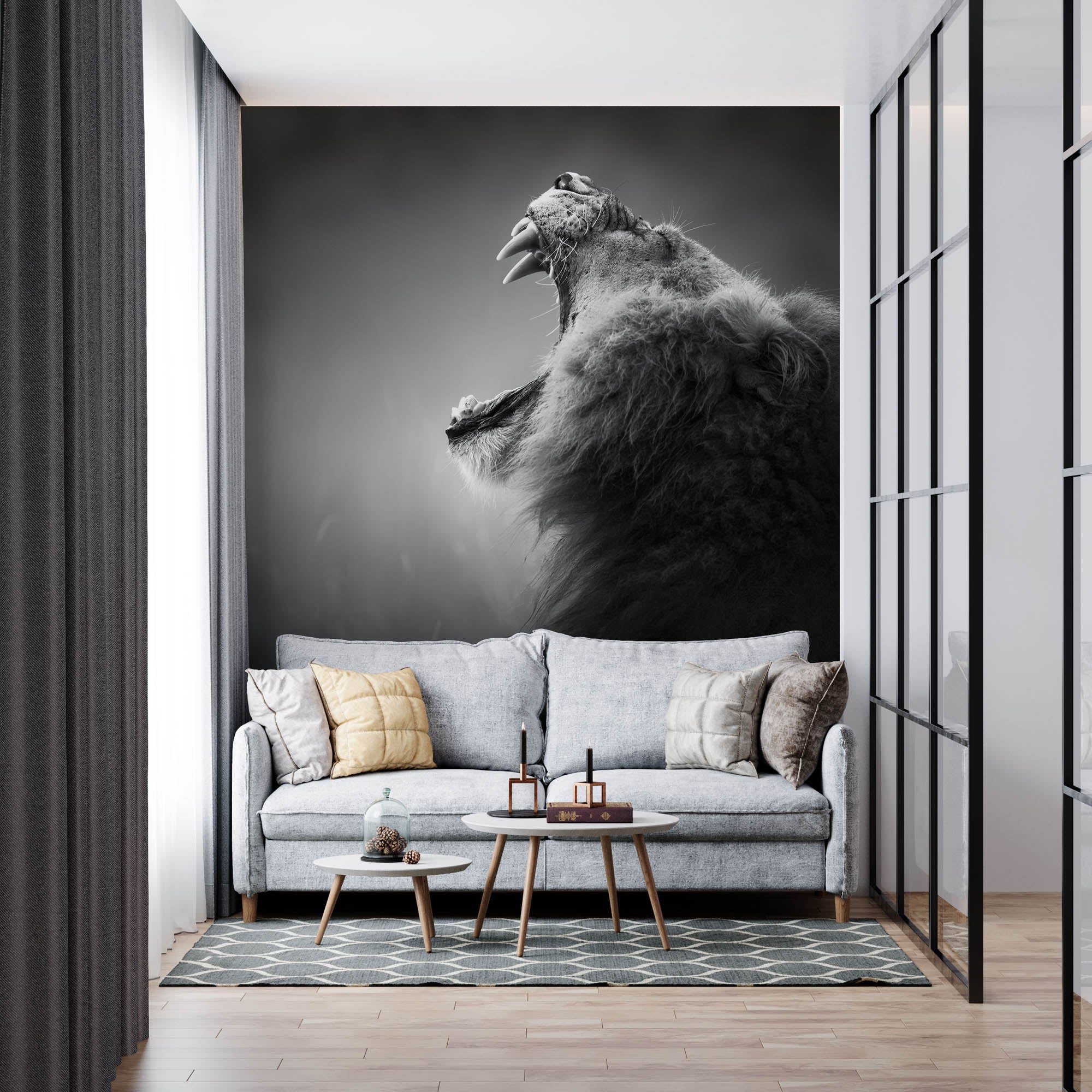 Een geeuwende leeuw - LW00210 Fotobehang