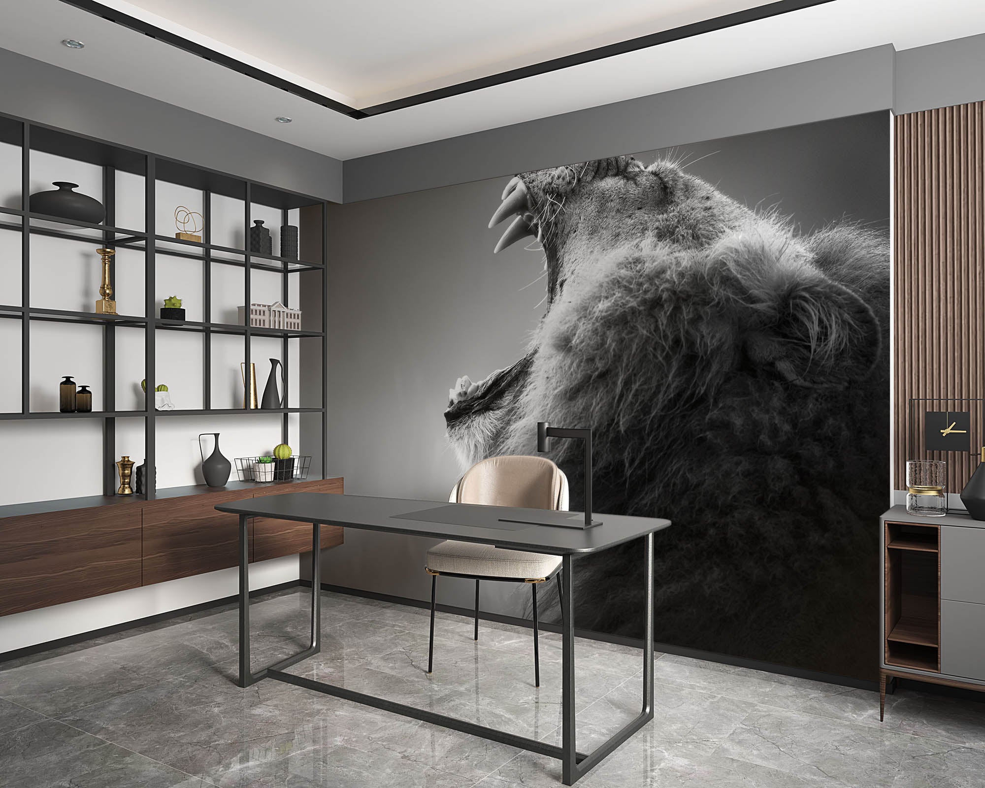 Een geeuwende leeuw - LW00210 Fotobehang