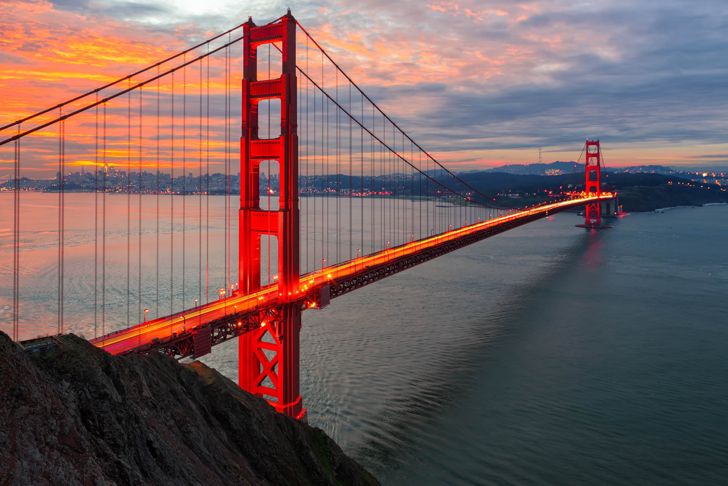 Golden Gate Bridge bij Zonsondergang - LW00738 Fotobehang