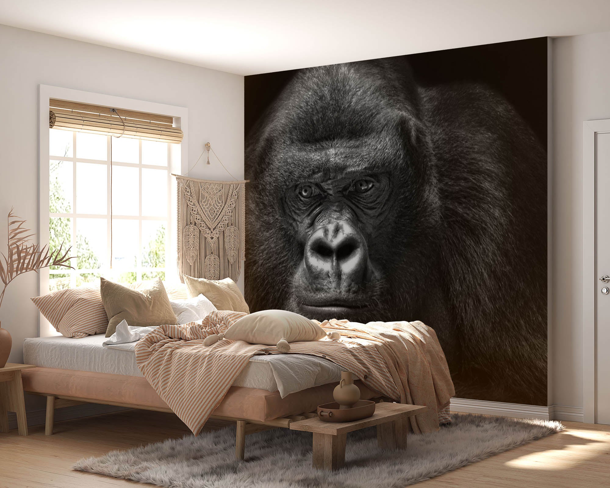 Gorilla op zwarte achtergrond - LW00214 Fotobehang