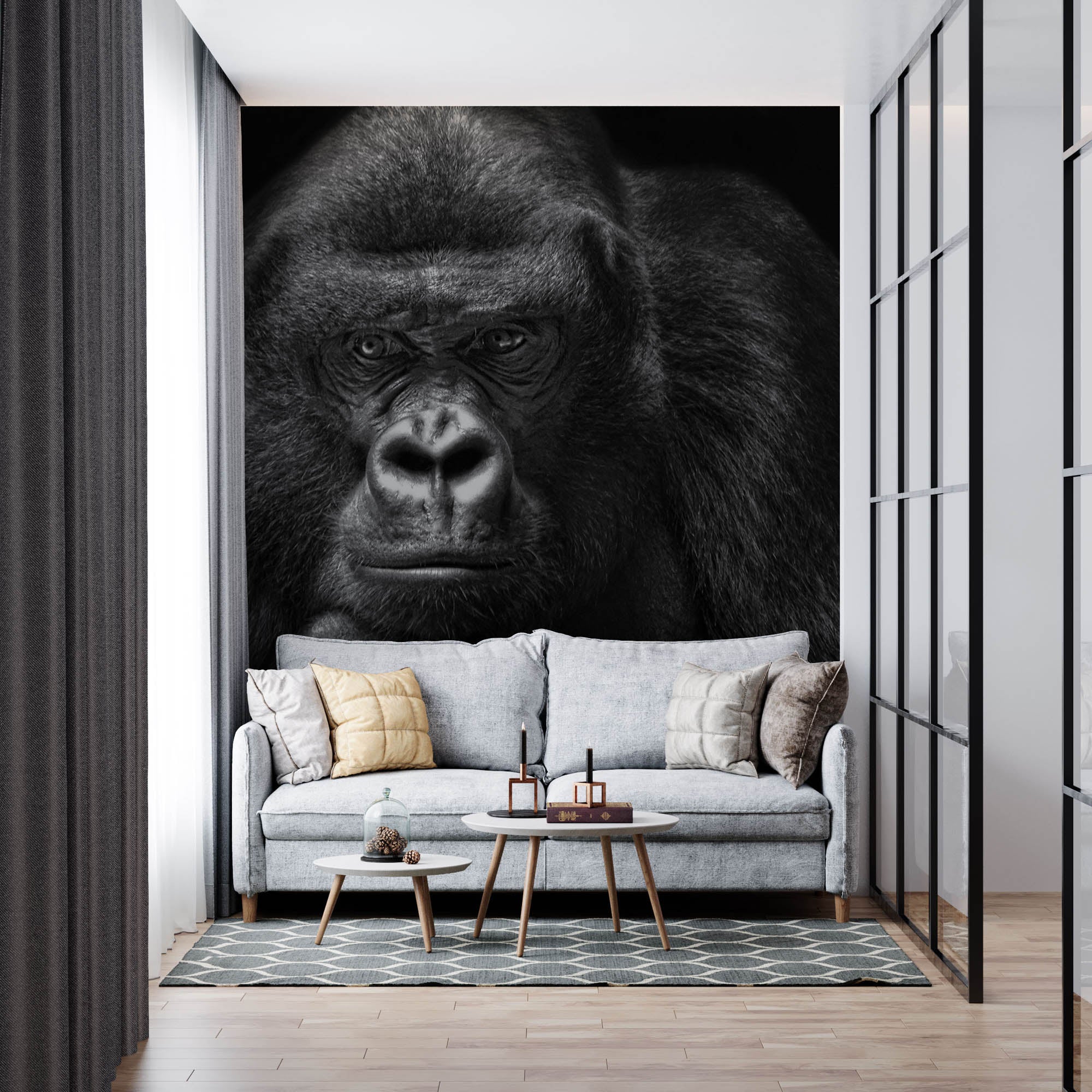 Gorilla op zwarte achtergrond - LW00214 Fotobehang